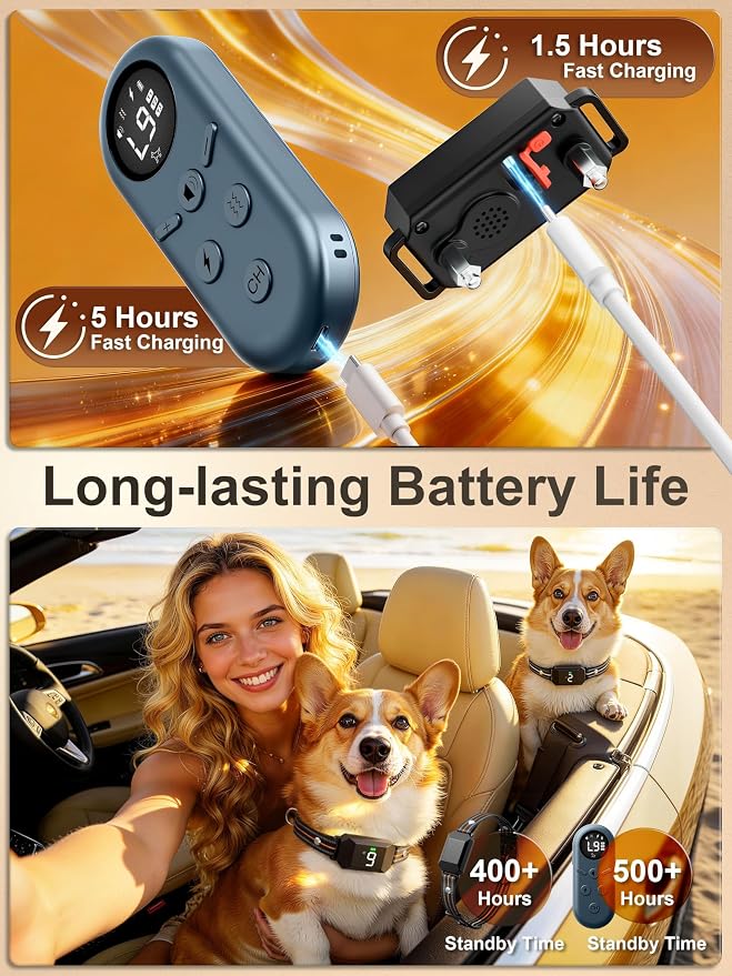 Small Shock Collar for 2 Dogs(5-100Lbs), Shock Collar with Remote | 3 Channels, IP67 Waterproof, Rechargeable, Dog Training Collar with Control, Beep/Vibration/Safe Shock, for Small/Medium Dogs