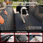 Doglike Hard Bottom Back Seat Extender for Dogs, 650LB Heavy Duty Support, Waterproof Dog Travel Bed with Removable Washable Mat, Mesh Window, Fits Mid-Size Sedans & Compact SUVs