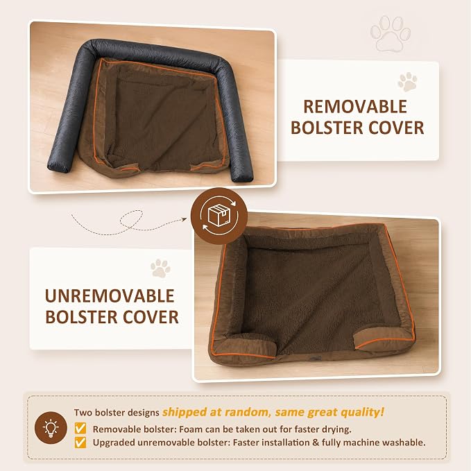 Comfort Expression Orthopedic Dog Bed for Extra Large Dogs with Bolster | Waterproof Dog Couch Bed with Washable Cover & Non-Slip Bottom, Supportive Egg Crate Foam XL Pet Bed, 45x35 Inch