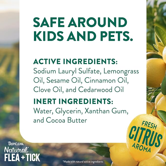 TropiClean Soothing Flea and Tick Shampoo for Dogs, Powerful & Natural Defense, for Large & Small Dogs, Made in USA, 20oz | Soothing Formula | Powerful & Natural Defense | For Large & Small Dogs | Made in USA