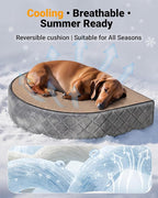【Master Crafted for Medium Dogs】 PetDance Dog Car Seat with Anti-Tip Design | Cooling Cushion Dog Car Bed for Medium & Small Dogs Up to 50 lbs, 30% Extra Spacious, Anti-Slip Base, Hazy Silver Gray