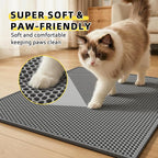 Cat Litter Mat, 30"x24", Waterproof, Easy to Clean (Grey-1Pack) | Double-Layer Honeycomb for Effective Litter Trapping, Premium Durable EVA, Non-Slip, Paw-Friendly Soft Surface