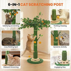 46" Extra Tall Cat Scratching Post for Large Cats, Sisal Rope | Heavy duty vertical sisal scratcher & stable climbing pole with hanging ball, tall post for adult cats full body stretch