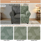 ZNSAYOTX Stretch Armchair Covers for, 1-Piece Chair Slipcovers for Living Room, Furniture Protector with Elastic Bottom for Dogs Cats Kids Geometrical Jacquard Fabric (Small, Army Green)
