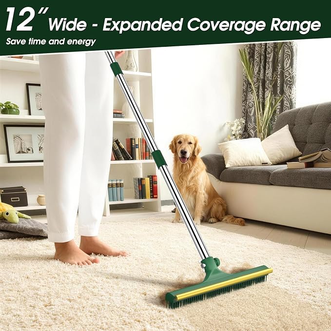 Carpet Rake for Pet Hair Removal Tool, 3 Pcs Dog Cat Hair Brush | 60'' Pet Hair Remover for Pet Owner Reusable Carpet Broom with Long Handle, Lint Brush for Rugs, Mats, Couch, Furniture