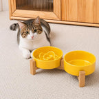 Ceramic Slow Feeder Dog Bowls with Raised Stand, 1.5 Cups Elevated Slow Feeding Bowl for Small and Medium Dogs and Cats, Non-Slip Pet Food Dish Helps Reduce Gulping and Bloating