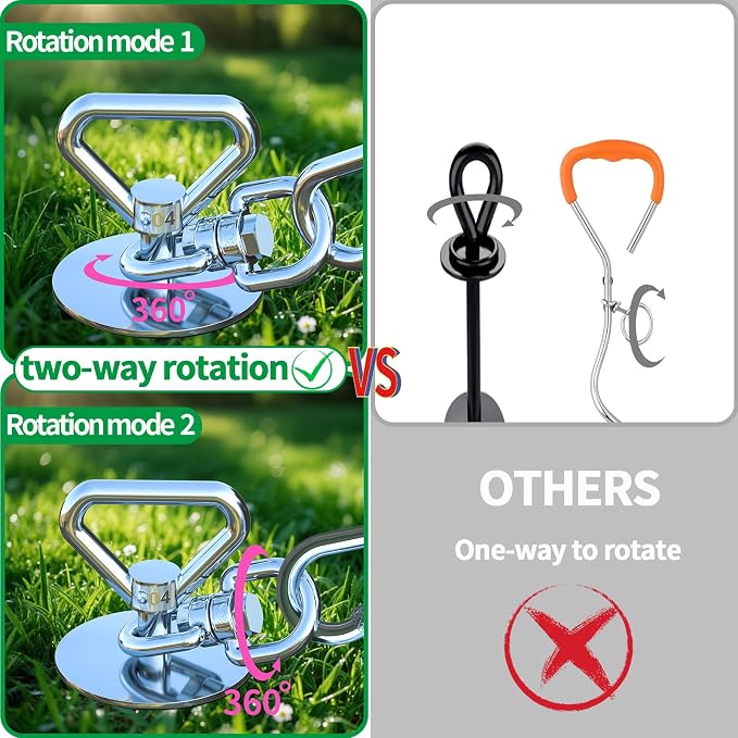 Catapamey Dog Tie Out Cable and Stake,with 20FT Heavy Duty Cable,360° Swivel Dog Run Stake-No Tangle-Runner for Yard,Up to 150 lbs- Idela for Yard Outdoor Camping