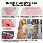 Summer Dog Shoes for Hot Pavement, Mesh Doggie Boots Adjustable & Breathable & Reflective, Paw Protectors for Outdoor Walking Running Travel, Pink, Size 2