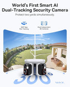 Baseus X1 Pro 3K Dual-Lens AI Solar Camera Outdoor Wireless, No Monthly Fee | 300° AI Tracking, 150-day Battery, IP65, Local Storage up to 512GB, AES+RSA, Color Night Vision, 8x Zoom, Privacy Zones