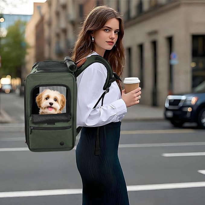 EliteField Deluxe Backpack Pet Carrier for Cats and Dogs (3-Year Warranty) | Airline Approved, Waterproof, 3 Scratch-Resistant Mesh Doors, Fleece Mat, Built-In Leash, Seat Belt Loops, Suitcase Sleeve