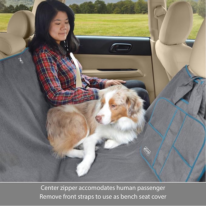 Kurgo Heather Hammock Seat Cover, Charcoal, 55" Wide | Protects Seats from Muddy Paws & Pet Hair, Water & Stain Resistant, Secure Fit, Passenger-Friendly Opening, For Cars & SUVs