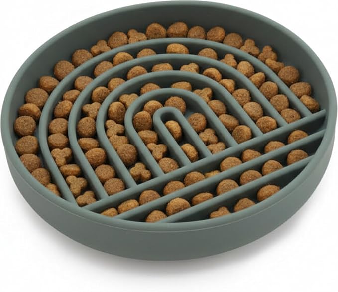 Slow Feeder Dog Bowls - Medium Size Silicone Slow Eating Dog Bowl for Puppies & Dogs with Suction Cup -Dishwasher-Safe, Lick Mat Design, Reduces Gulping,for All Breeds,7.5”x1.5”- Spruce
