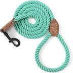 Mile High Life Dog Leash Braided Cotton Rope with Leather-Reinforced Ends | Rust-proof 360° swivel clasp, Heavy-duty for medium/large breeds. Great for weddings, daily walks (4 FT, 1/2", Green)