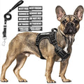 Tactical Dog Harness and Leash Set Medium Sized Dog+10 Dog Patches | Adjustable No Pull Service Animal Dog Vest with Dog Seat Belt,Padded Handles,Reflective Easy Walk for Training Hiking Black M