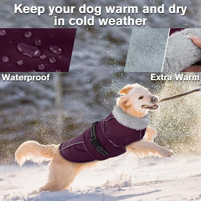 Lelepet Dog Jackets for Large Dogs Waterproof Dog Coat with Adjustable Fit | Reflective Fleece Vest with Adjustable Buckle Hook & Loop Windproof Cold Weather Coats for Small Medium Large Dogs, Labrador