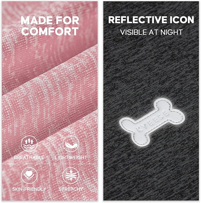 KYEESE 2Pack Dog Shirt, Lightweight Sun Protection Sleeveless Dog T Shirts for Medium Large Dogs Girl, Breathable Pet Reflective Tank Top Summer Dogs Clothes for Outdoor Walking, Pink+Grey, 2XL