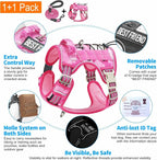 Beebiepet Heavy Duty Tactical Dog Harness for Small Dogs, No Pull Adjustable Pet Harness Reflective Service Training Easy Control Pet Vest Military K9 Working Dog Harnesses- Medium, Pink Camo