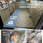 Btefd Back Seat Extender for Dogs, Hard Bottom Dog Hammock for Car & SUV | Dog Seat Cover Supports 420lbs, 45% More Space, Waterproof, Mesh Window, Scratch Resistant, Non-Slip, Easy Care, Beige
