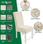 MAXIJIN Dining Chair Covers Set of 2, Stretch Kitchen Chair Covers for Dining Chairs, Removable Washable Parson Seat Slipcover for Home, Restaurant, Hotel, Banquet (Beige)