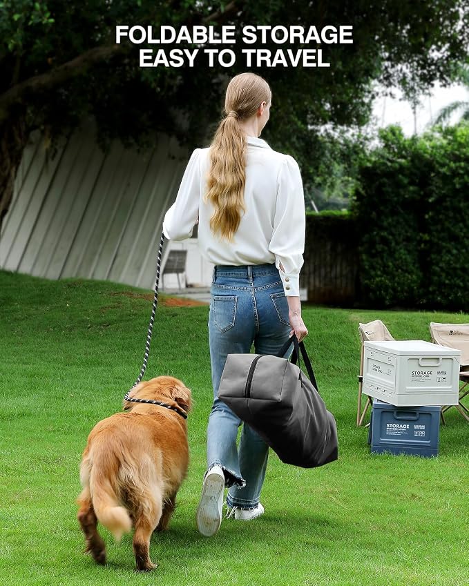 24 x 17 x 17 Inch Collapsible Soft Dog Crate for Dogs Up to 30 lbs, Portable Travel Pet Kennel with 4 Zip Doors, Foldable Indoor Outdoor Crate with Mat, Carry Bag, Grey