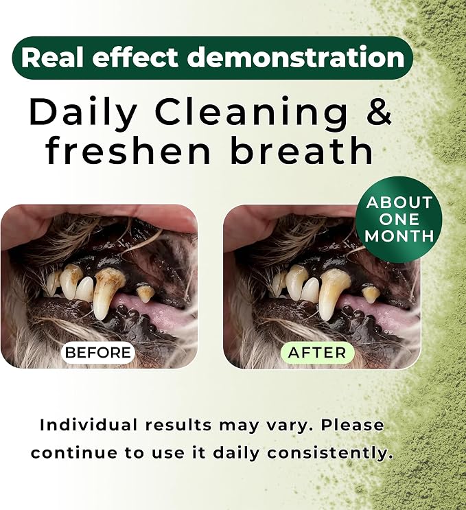 Pet Dental Powder,Oral Care Powder for Dogs & Cats, Dog Teeth Cleaning with Natural Brown Algae，Helps Clean Teeth & Fresher Breath，5.29 oz