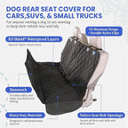 4Knines Dog Backseat Cover with Hammock for Cars, SUVs, and Trucks – Waterproof Layers, Nonslip Seat Protector, Durable Nylon Clips, K9 Shield with Heavy Duty Thread, (Regular, Grey)