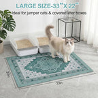 Glittme Cat Litter Mat, 33"x22" Non-Slip Washable Trapping Mat for Cats | Litter Trapping Mat With Thick PVC Coil To Catch Scatter, Soft On Paws And Waterproof Bottom To Protect Floors