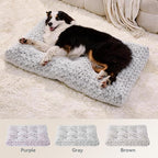 Orthopedic Dog Bed for Dogs, Calming Plush Dog Mat with Thick Cushion Support, Washable Fluffy Pet Bed with Non-Slip Bottom, Soft Indoor Dog Crate Bed (Gray, 23.0" L x 18.0" W x 3.0" Th)