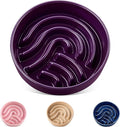 vancasso Slow Feeder Dog Bowl, 0.6 Cup Ceramic Slow Feeding Food Dish for Small Breed, Puzzle Dog Food Bowl for Fast Eater, Dark Purple