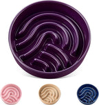 vancasso Slow Feeder Dog Bowl, 0.6 Cup Ceramic Slow Feeding Food Dish for Small Breed, Puzzle Dog Food Bowl for Fast Eater, Dark Purple