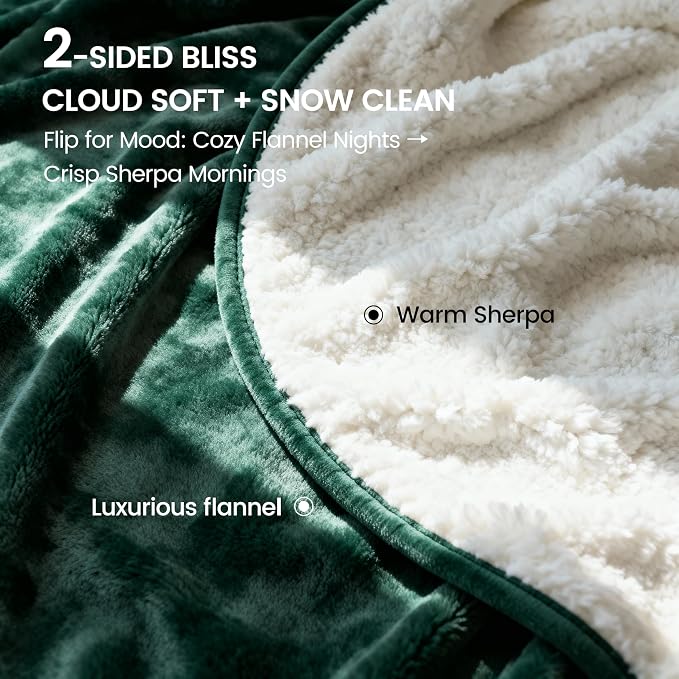 gogobunny Waterproof Bed Blanket, Reversible Sherpa Fleece Throw Blanket for Dog Puppy Cat, Furniture Cover Protects Bed Couch Sofa from Liquid Pee and Pet Fur (Forest Green, 50x60 inches)