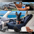 Wooaidagg Dog Car Seat for Small Dogs Up to 25 lbs,Covered Ultra-Soft Fabric and Fill in Memory Foam,Fully Detachable and Washable,2 Clip-On Safety Leashes and Storage Pockets(Black)