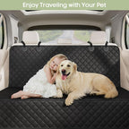 Back Seat Cover for Dogs, Bench Seat Cover Protector with Side Flaps | 600D Oxford, Waterproof Scratchproof Non-Slip Car Seat for Dogs, Velcro Openings for Child Seat Access, Fits Cars Trucks SUVs