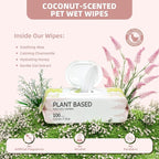 IMMHABI 100 Count Lick-Safe Dog Wipes, Coconut Plant-Based Hypoallergenic Dog Wipes for Paws, Butt, and Anal Gland Care, Cleansing & Deodorizing for Puppies