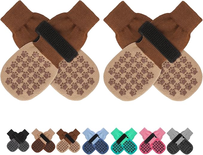 SCENEREAL Dog Socks to Prevent Licking Paws for Hot/Cold Pavement Anti Slip, Dog Shoes for Hardwood Floors, Dog Boots & Paw Protectors with Grippers for Small Medium Large Senior Dogs