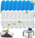 Pawtners 8 Pack Replacement Filters for STR-PT-108A Pumpless Cat Fountain | Multi-Layer Filtration, Cat/Dog Fountain Filter Complete Kit with 8 Filters & 8 Sponges