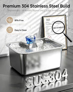 3 Gallon Large Dog Water Fountain, Stainless Steel Pet Water Fountain for Large Dogs, Automatic Big Dog Water Bowl Dispenser Drinking with 4 Filters, Easy to Clean, Quiet Pump