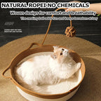 Instinct Basket, Stimuli Handwoven cat Basket Rope Cotton Eliminates Bed Rejection Round Pet Basket, Boho Catbed for Cats Handwoven Scratchable Breathable Weave (Small)