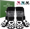 EXPAWLORER Dog Socks to Prevent Licking Paws with Grippers for Hardwood Floors Anti Slip,Glow-in-the-Dark Dog Summer Shoes Booties Boots & Paw Protectors for Small Medium Large Senior Dogs Black XL