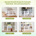 LZRS Clear Dog Gate for Indoor Use - Transparent Pet Fence with Solid Hardwood and Plastic Board, Stylish & Durable freestanding Pet Gate for Doorways, Stairs and Hallways, Off White