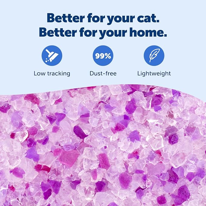 PetSafe ScoopFree Odor Control Crystal Cat Litter, Lavender Scent, 8 Lb Bag | 5x Faster Odor Control than Clumping Clay Litter, 99% Dust-Free, Low Tracking Crystals, Compatible with Any Cat Litter Box