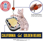 Cat Scratch Toy NCAA CALIFORNIA BERKELEY Golden Bears REVERSIBLE Basketball Court Felt/Cardboard Cat Scratcher. Interactive Cat Ball Bell. 6-in-1 CAT TOY: Cat Wand Poll, CATNIP-FILLED Plush Basketball