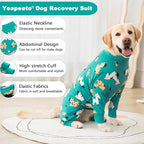 Dog Recovery Suit After Surgery Female Male, Medium Large Dog Neuter Shirt Cone Alternatives Prevent Licking Surgical Onesies (Green Pony, 5X-Large)