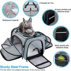 Airline Approved Pet Carrier, Large Soft Sided Pet Travel TSA Carrier 4 Sides Expandable Cat Collapsible Carriers with Removable Fleece Pad and Pockets for Cats Dogs and Small Animals