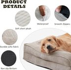 WINDRACING Orthopedic Dog Beds for Large Dogs, Waterproof Egg Foam Dog Sofa Bed with L Bolster Sides, Washable XLarge Pet Bed with Removable Cover & Non-Slip Bottom, 40 x 28 inch, Beige
