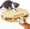 ZOMISIA Cat Scratcher with Ball Track Toy, Sisal Scratch Pad for Indoor Use | Wooden Interactive Cat Puzzle Toys for Adult Cats, Kitten Mental Stimulation Self Play Home Enrichment, Spinning Balls