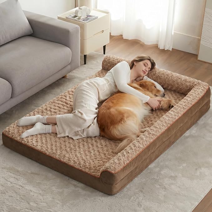 BFPETHOME Orthopedic XXL Dog Beds Large Sized Dog, Washable Dog Sofa Bed | Removable Cover, Waterproof Lining, Non-Slip Bottom, Large Pet Couch for Big Dogs, Cozy Shared Sleeping Dog Bed for Indoor