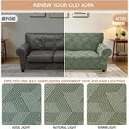 ZNSAYOTX Stretch Oversized Couch Covers for 3 Cushion Couch, 1-Piece Extra Large Sofa Cover Slipcover, Furniture Protector with Elastic Bottom Geometrical Jacquard Fabric (X-Large, Army Green)