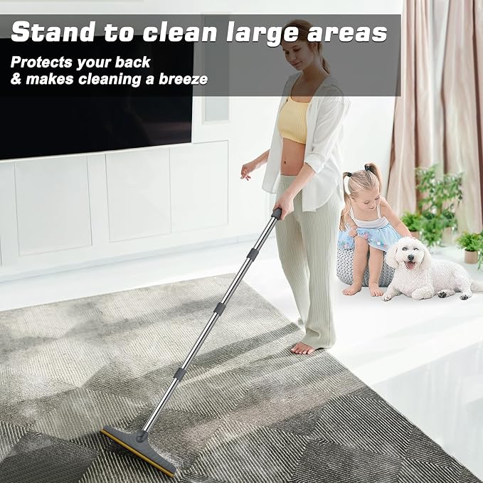 Carpet Rake for Pet Hair Removal, Reusable Carpet Scraper for Rug | Pet Hair Remover with 60” Adjustable Long Handle,Dog Cat Hair Remover Tool for Rugs, Mats, Couch(Grey)