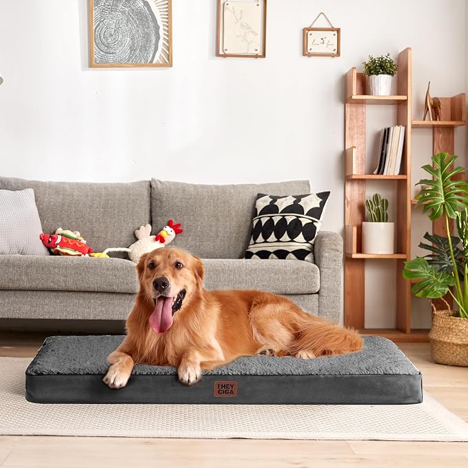 EHEYCIGA Orthopedic Dog Bed Medium with Removable Washable Cover,Grey,30x20 | Egg Crate Foam Support,Durable Oxford fabric,Non-Slip Bottom,Machine Washable,Soft Waterproof Plush Pet Bed Mat For Crate